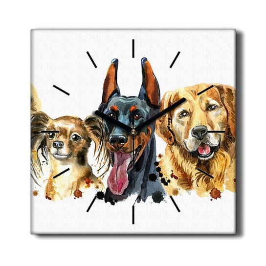 Zegar na płótnie grafika obraz Zwierzęta psy 30x30, Coloray Coloray
