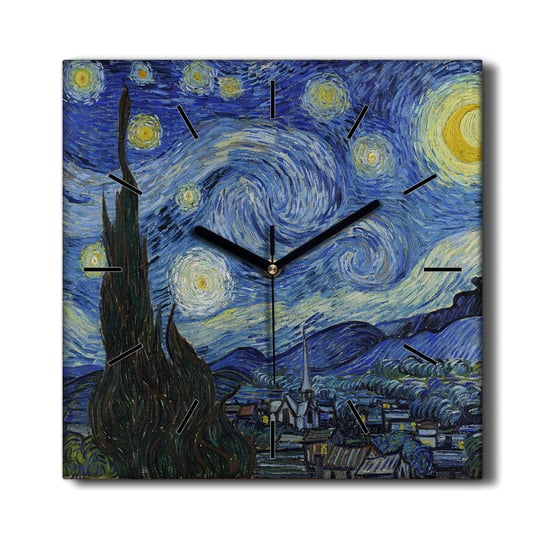 Zegar na płótnie Gwiaździsta noc Van Gogh 30x30 cm, Coloray Coloray
