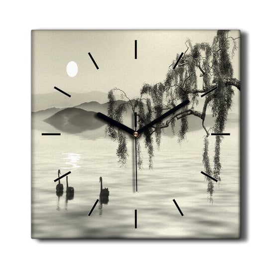 Zegar na płótnie Jezioro drzewo zwierzę ptak 30x30, Coloray Coloray