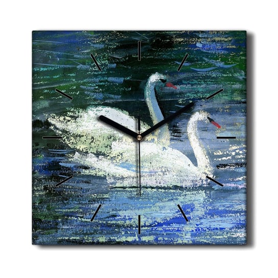 Zegar na płótnie Jezioro ptaki łabędzie woda 30x30, Coloray Coloray
