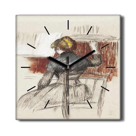 Zegar na płótnie Kobiety muzyk fortepian 30x30 cm, Coloray Coloray