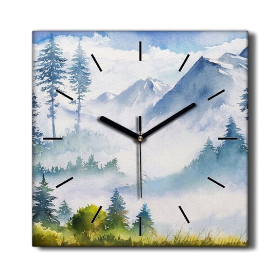 Zegar na płótnie Krajobraz góry drzewa 30x30 cm, Coloray Coloray