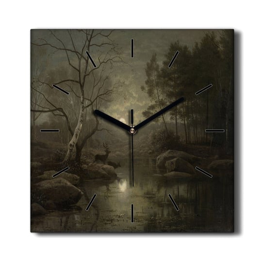 Zegar na płótnie Księżyc drzewa natura rzeka 30x30, Coloray Coloray