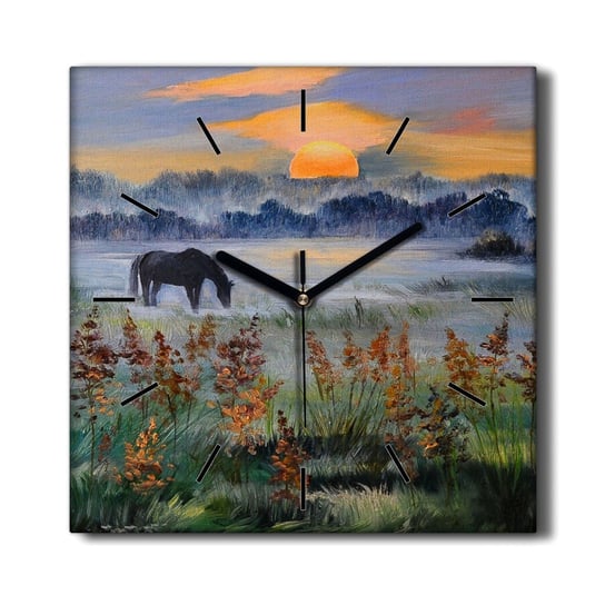 Zegar na płótnie Łąka zwierzę zachód słońca 30x30, Coloray Coloray