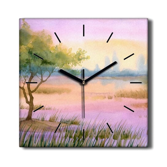 Zegar na płótnie loft Akwarele drzewo woda 30x30, Coloray Coloray