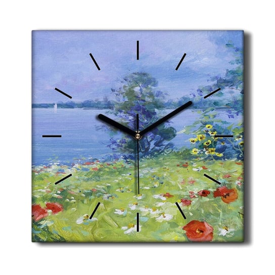 Zegar na płótnie loft Kwiaty woda przyroda 30x30, Coloray Coloray