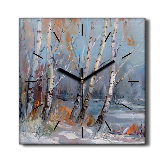 Zegar na płótnie Malarstwo las drzewa zima 30x30, Coloray Coloray