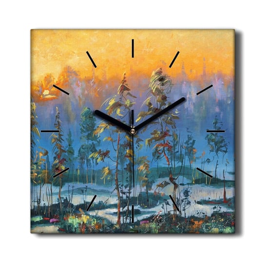 Zegar na płótnie Malarstwo las zachód słońca 30x30, Coloray Coloray