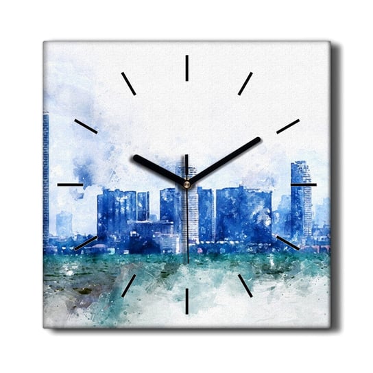Zegar na płótnie Malarstwo miasto budynki 30x30 cm, Coloray Coloray