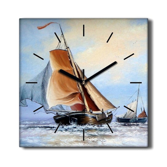 Zegar na płótnie Morze statek fale chmury 30x30 cm, Coloray Coloray