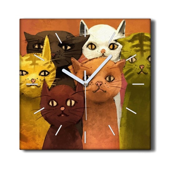 Zegar na płótnie na ramie 30x30 cm Zwierzęta koty, Coloray Coloray