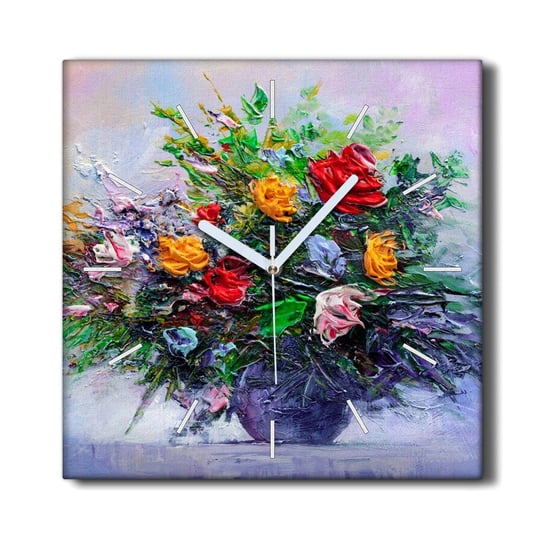 Zegar na płótnie na ramie 30x30 Malarstwo kwiaty, Coloray Coloray
