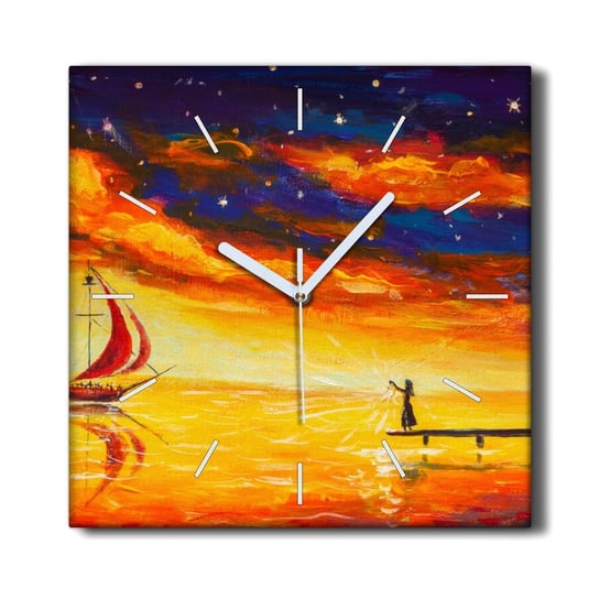 Zegar na płótnie na ścianę 30x30 Statek niebo noc, Coloray Coloray