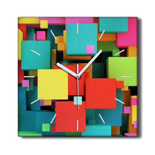 Zegar na płótnie na ścianę nowoczesny 30x30 Kostki, Coloray Coloray