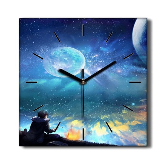 Zegar na płótnie Noc niebo gwiazdy księżyc 30x30, Coloray Coloray