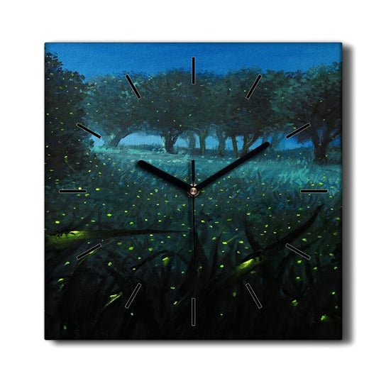 Zegar na płótnie obraz Las noc świetliki 30x30 cm, Coloray Coloray