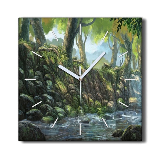 Zegar na płótnie ozdoba 30x30 Las rzeka kamienie, Coloray Coloray