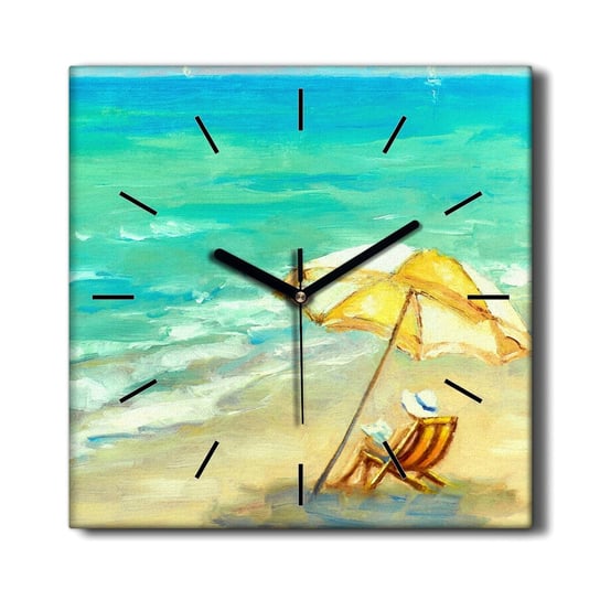 Zegar na płótnie Plaża morze fale parasolka 30x30, Coloray Coloray