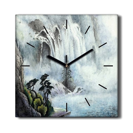 Zegar na płótnie Rzeka woda wodospad drzewa 30x30, Coloray Coloray