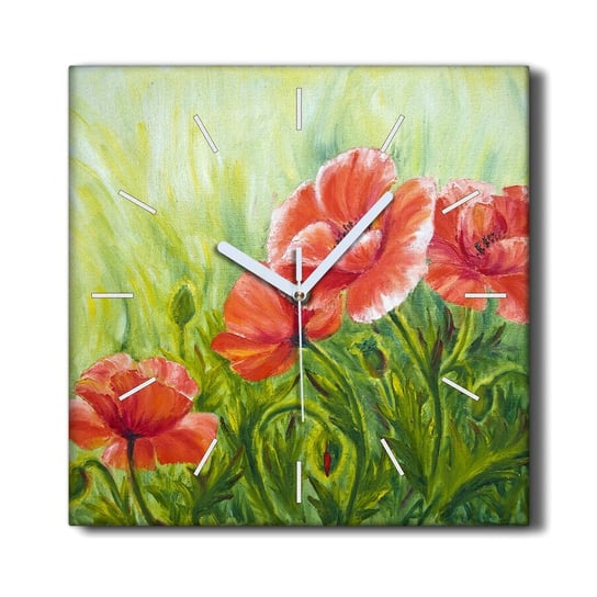 Zegar na płótnie ścienny 30x30 Kwiaty rośliny maki, Coloray Coloray