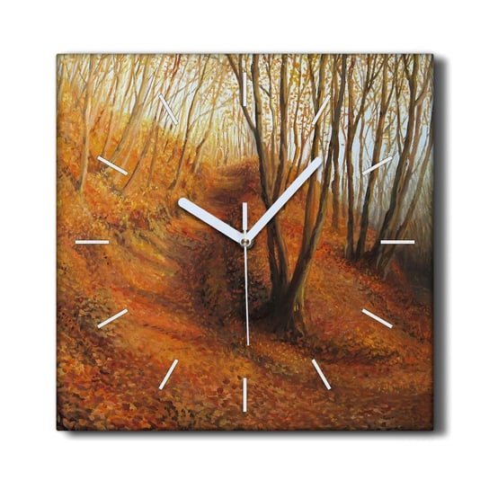 Zegar na płótnie ścienny 30x30 Las jesień liście, Coloray Coloray