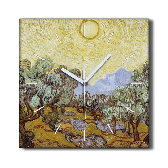 Zegar na płótnie ścienny 30x30 Słońce las Van Gogh, Coloray Coloray