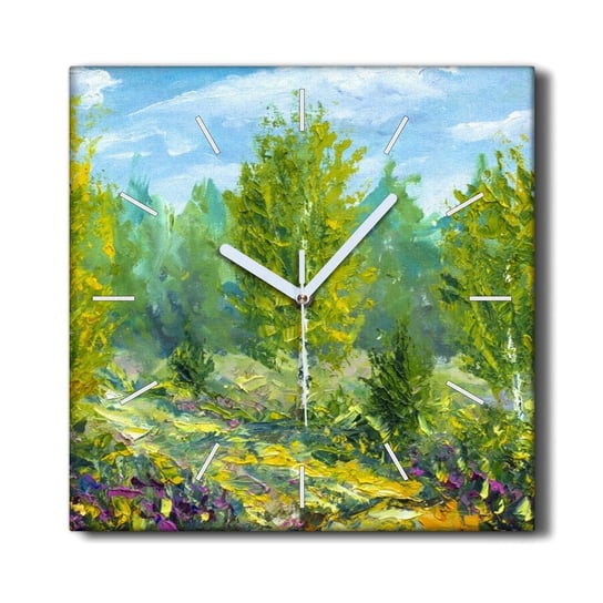 Zegar na płótnie ścienny cichy 30x30 Malarstwo las, Coloray Coloray
