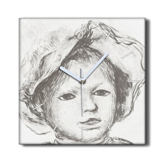 Zegar na płótnie ścienny cichy 30x30 Szkic dziecko, Coloray Coloray