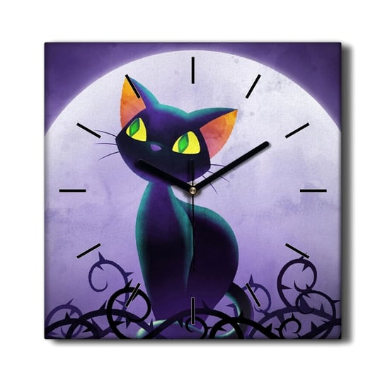 Zegar na płótnie ścienny loft Kot księżyc 30x30 cm, Coloray Coloray