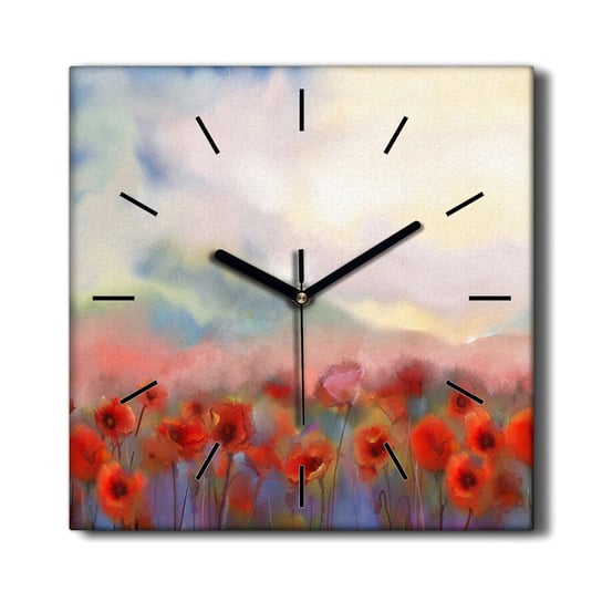 Zegar na płótnie ścienny loft Kwiaty maki 30x30 cm, Coloray Coloray
