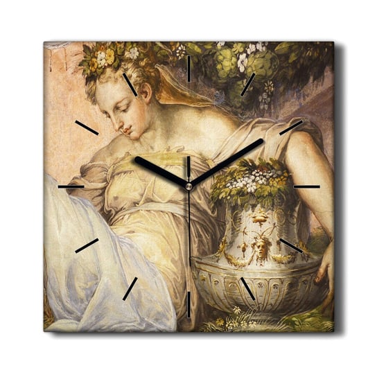Zegar na płótnie Starożytność kobiety kwiaty 30x30, Coloray Coloray