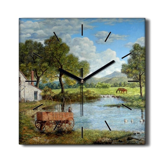 Zegar na płótnie Wieś drzewo góra krajobraz 30x30, Coloray Coloray