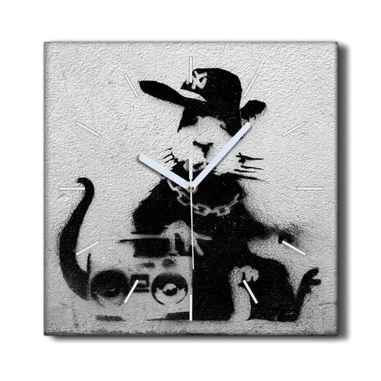 Zegar na płótnie wiszący 30x30 cm Hood rat Banksy, Coloray Coloray