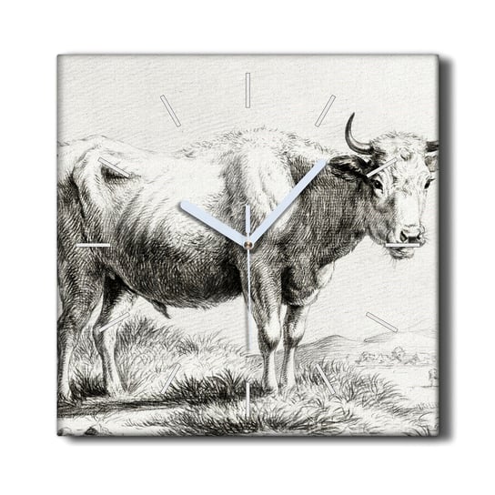 Zegar na płótnie wiszący cichy 30x30 Zwierzę krowa, Coloray Coloray