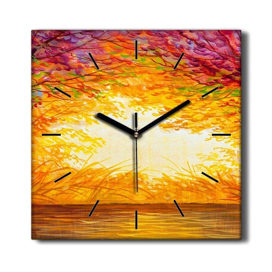 Zegar na płótnie Woda jesień zachód słońca 30x30, Coloray Coloray