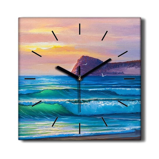 Zegar na płótnie Wybrzeże fale przyroda 30x30 cm, Coloray Coloray
