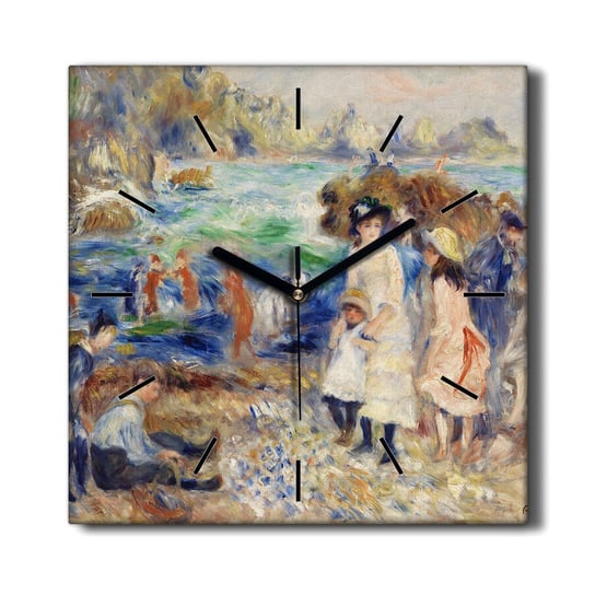 Zegar na płótnie Wybrzeże ludzie fale skały 30x30, Coloray Coloray
