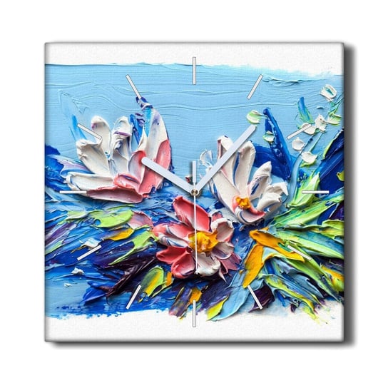 Zegar na płótnie z grafiką 30x30 Malarstwo kwiaty, Coloray Coloray