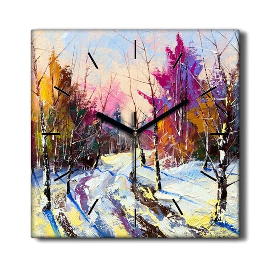 Zegar na płótnie Zima śnieg las natura 30x30 cm, Coloray Coloray