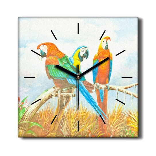 Zegar na płótnie Zwierzę ptaki papuga chmury 30x30, Coloray Coloray