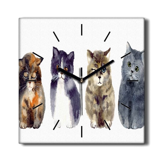 Zegar na płótnie Zwierzęta koty akwarela 30x30 cm, Coloray Coloray
