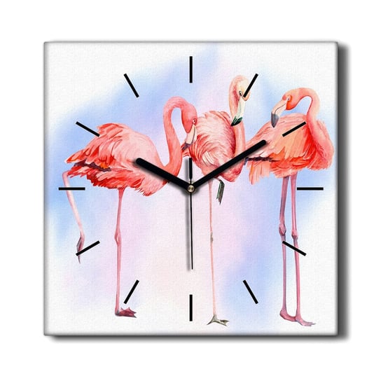 Zegar na płótnie Zwierzęta ptaki flamingi 30x30 cm, Coloray Coloray