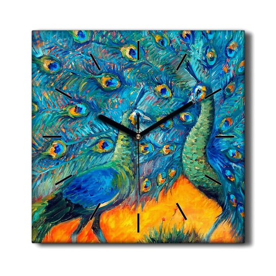 Zegar na płótnie Zwierzęta ptaki pawie 30x30 cm, Coloray Coloray