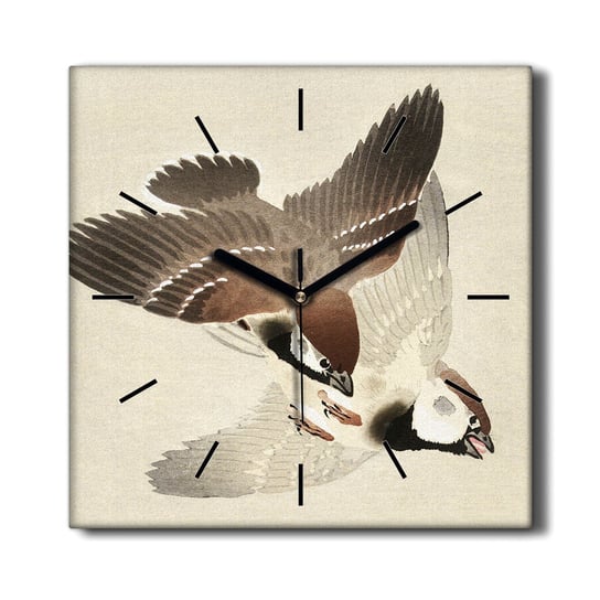 Zegar na płótnie Zwierzęta ptaki wróble 30x30 cm, Coloray Coloray