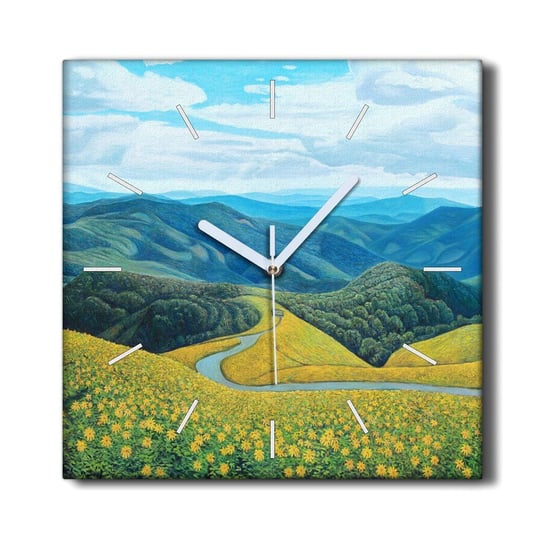 Zegar na ramie 30x30 Kwiaty góry drzewa krajobraz, Coloray Coloray