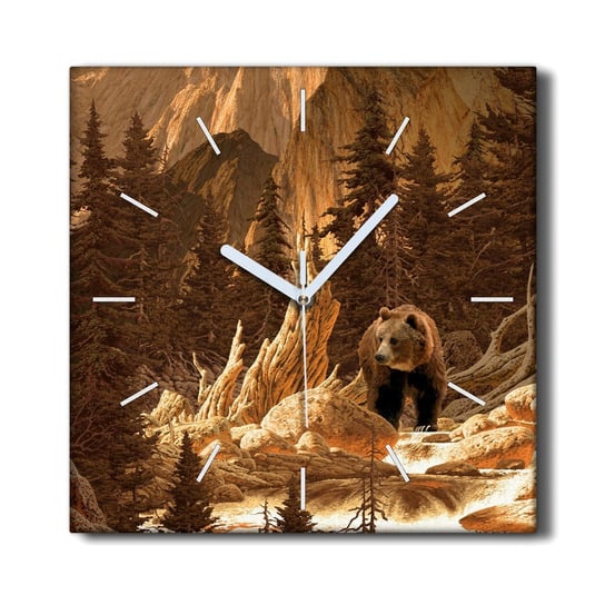 Zegar na ramie 30x30 Las niedźwiedź góry przyroda, Coloray Coloray