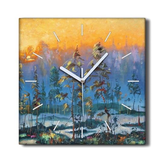 Zegar na ramie 30x30 Malarstwo las zachód słońca, Coloray Coloray