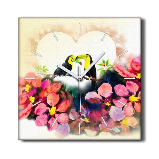 Zegar na ramie na prezent 30x30 Kwiaty ptaki serce, Coloray Coloray