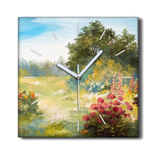 Zegar na ramie ozdoba 30x30 Las kwiaty krajobraz, Coloray Coloray