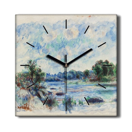 Zegar na ścianę na płótnie Rzeka las niebo 30x30, Coloray Coloray